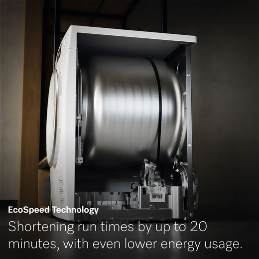 Miele T1 EcoSpeed TSD643 WP Wifi Connected 9Kg Heat Pump Tumble Dryer - White - Annotation - Eco speed